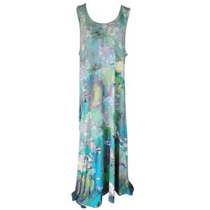 Soft Surroundings Dress Size XL Santiago Sleeveless Tank Maxi Pockets Colorful